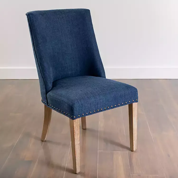 Dining Chairs-Kirklands Home Julia Navy Upholstered Dining Chair Blue