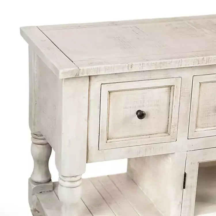 Cabinets & Sideboards-Kirklands Home Savannah Cream Distressed Cabinet Ivory