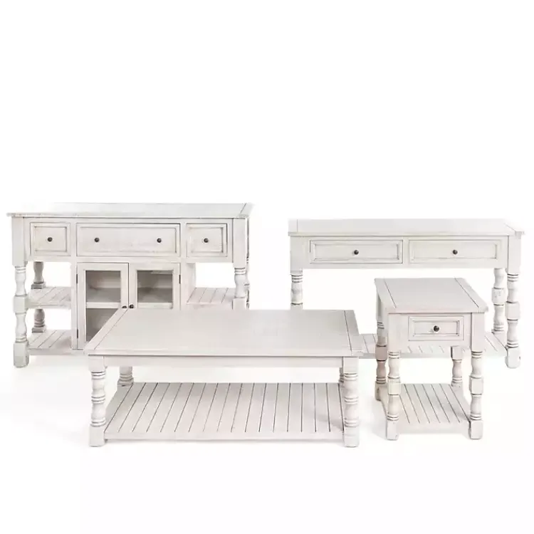 Cabinets & Sideboards-Kirklands Home Savannah Cream Distressed Cabinet Ivory