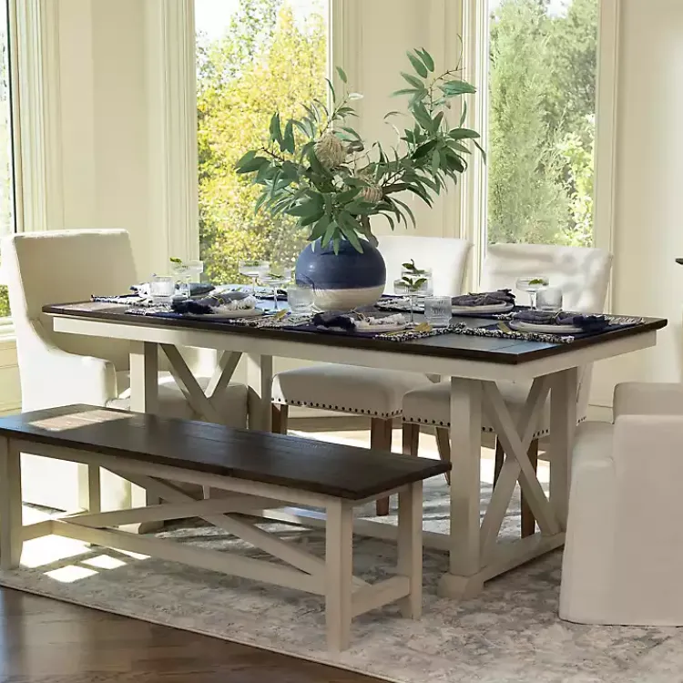 Dining Tables-Kirklands Home Dark Brown and Ivory Jackson Dining Table