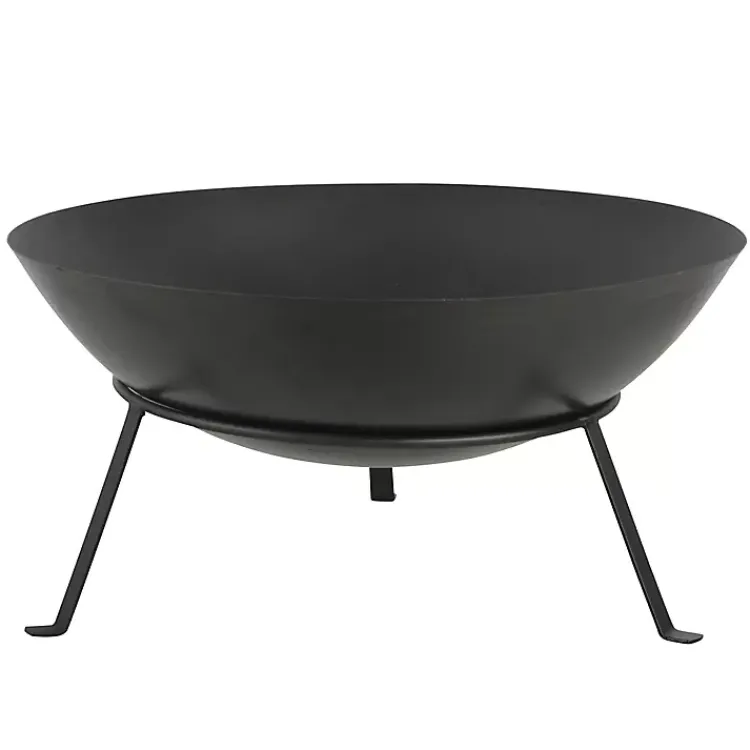 Fire Pits-Kirklands Home Metal Fire Bowl with Tapered Legs Black