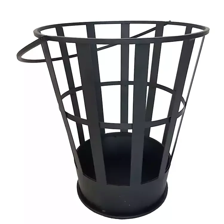 Fire Pits-Kirklands Home Fire Bowl and Wood Basket Black