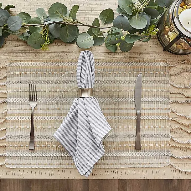 Table Linens-Kirklands Home Natural Tonal Stripe Placemats, Set of 6