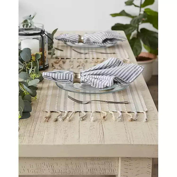 Table Linens-Kirklands Home Natural Tonal Stripe Placemats, Set of 6
