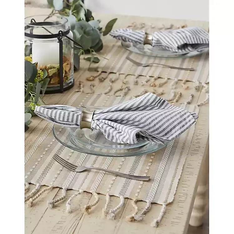 Table Linens-Kirklands Home Natural Tonal Stripe Placemats, Set of 6