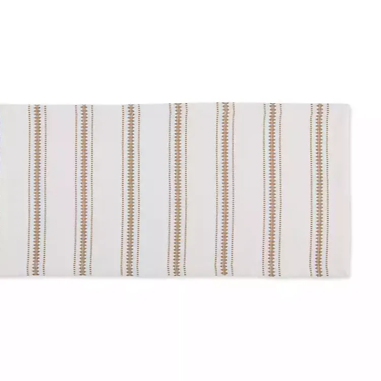 Table Linens-Kirklands Home Stone Zig Zag Dobby Stripe Runner Tan