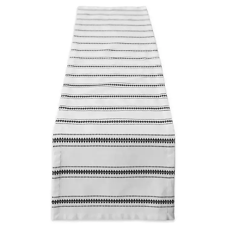 Table Linens-Kirklands Home Zig Zag Dobby Stripe Table Runner, 72 in. Black