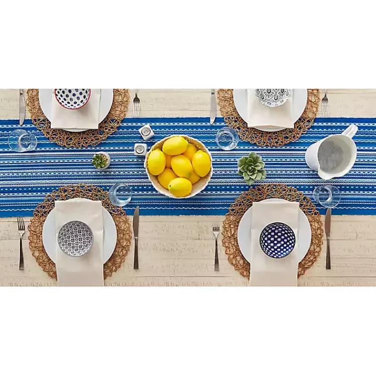 Table Linens-Kirklands Home Blue Tonal Stripe Table Runner