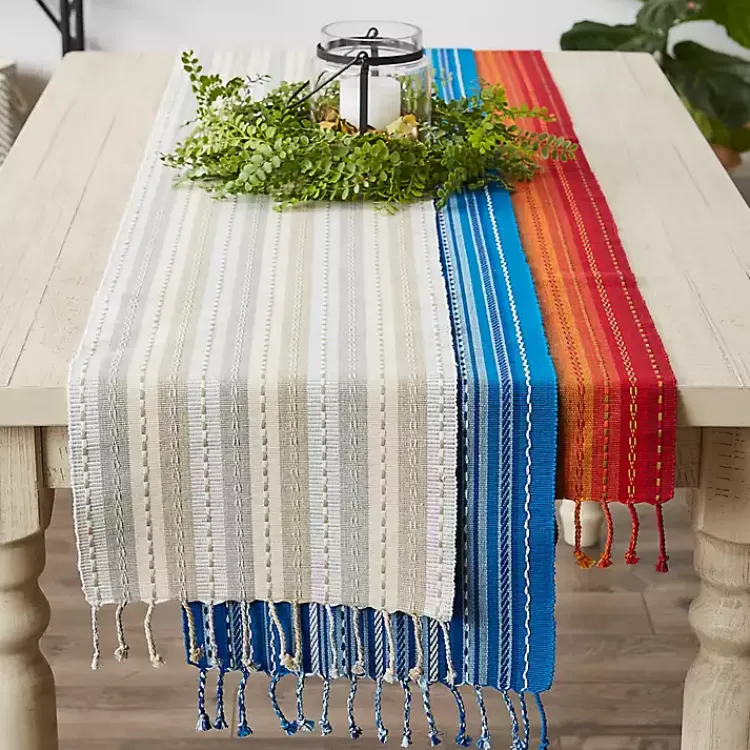 Table Linens-Kirklands Home Blue Tonal Stripe Table Runner