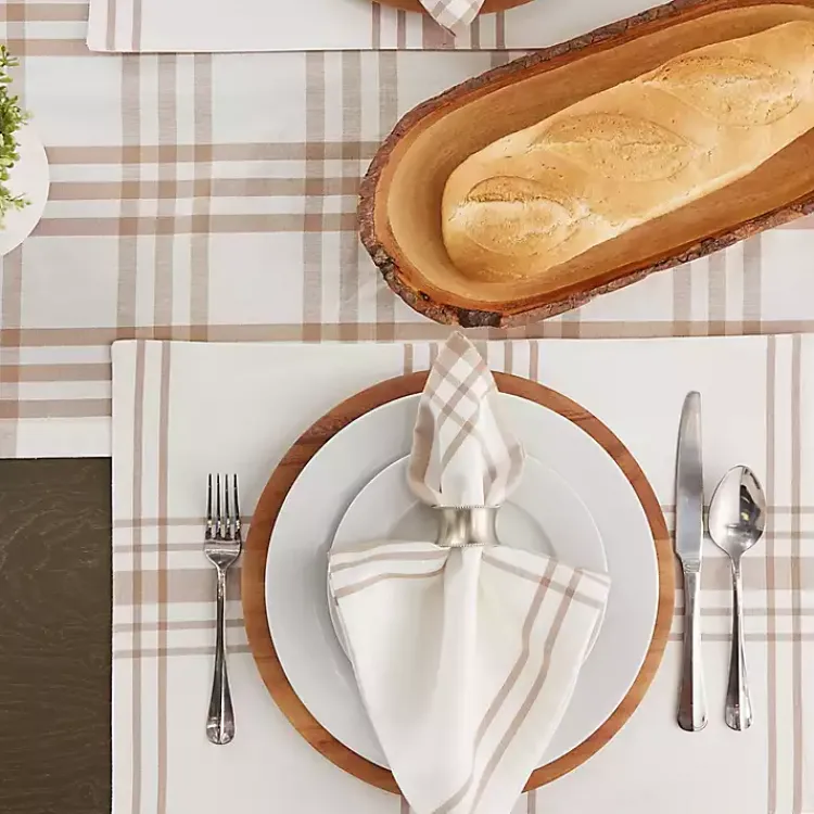 Table Linens-Kirklands Home Stone Farmhouse Plaid Placemats, Set of 6 Tan