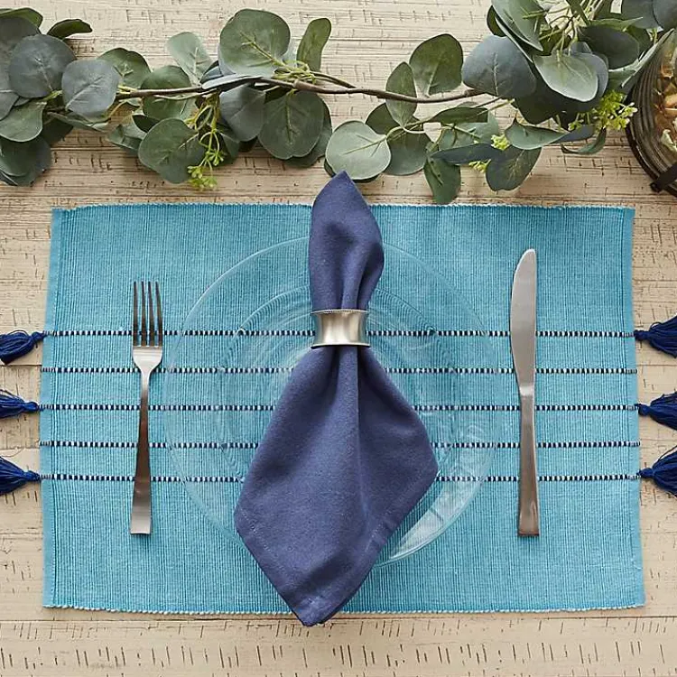 Table Linens-Kirklands Home Thera Stripe Placemats, Set of 6 Blue