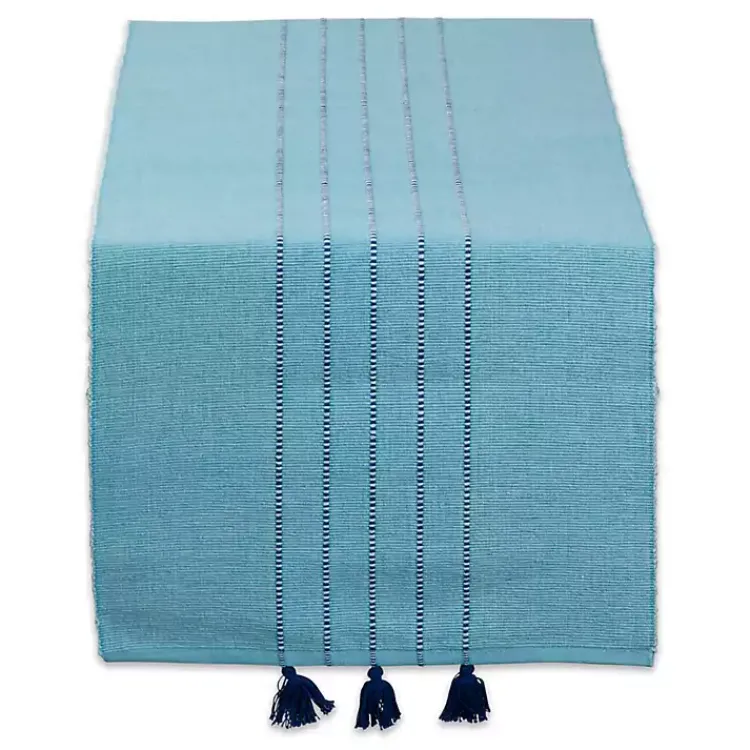 Table Linens-Kirklands Home Thera Stripe Table Runner Blue
