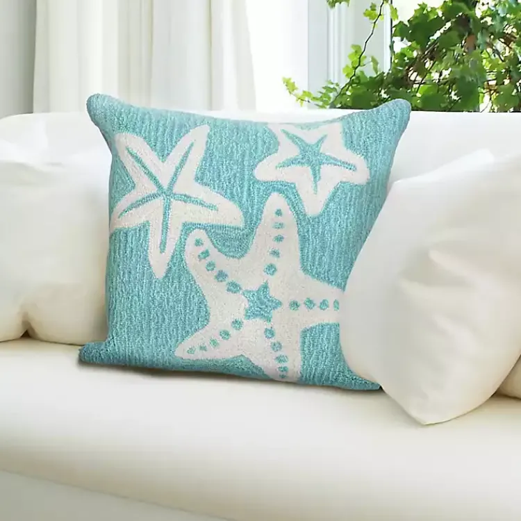 Outdoor Cushions & Pillows-Kirklands Home Aqua Sea Gems Outdoor Throw Pillow