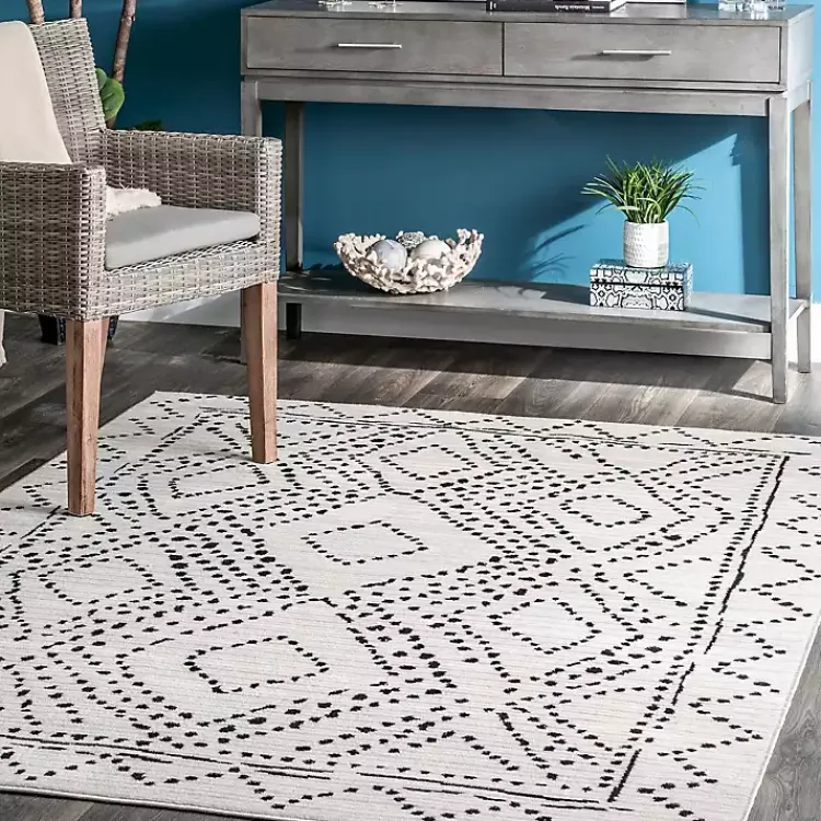 Area Rugs-Kirklands Home Gray Millie Dotted Trellis Area Rug, 9x12