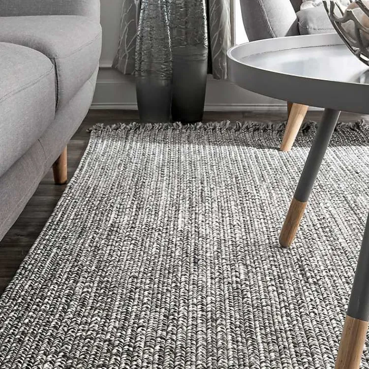 Area Rugs-Kirklands Home Braided Area Rug with Tassels, 10x14 Gray
