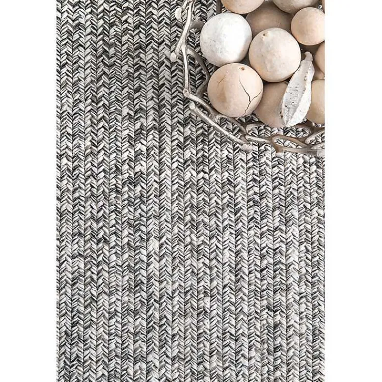 Area Rugs-Kirklands Home Braided Area Rug with Tassels, 10x14 Gray