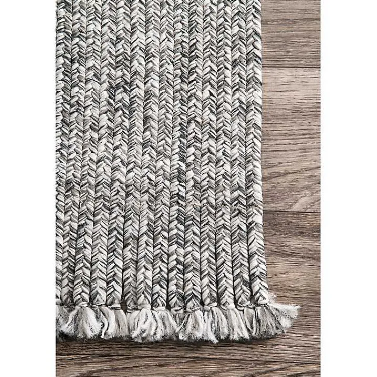 Area Rugs-Kirklands Home Braided Area Rug with Tassels, 10x14 Gray