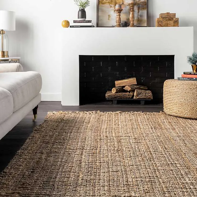 Area Rugs-Kirklands Home Hand Woven Looped Natural Jute Area Rug, 9x12 Tan