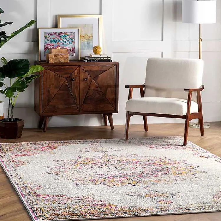 Area Rugs-Kirklands Home Pink Vintage Medallion Area Rug, 8x12