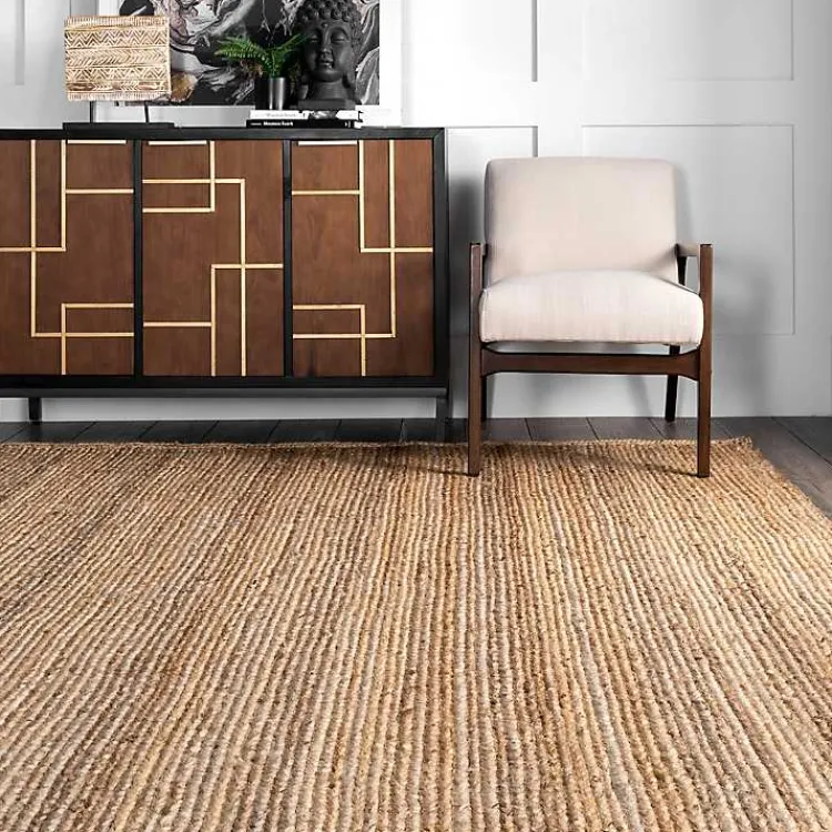 Area Rugs-Kirklands Home Natural Hand Woven Rigo Jute Area Rug, 12x18 Tan