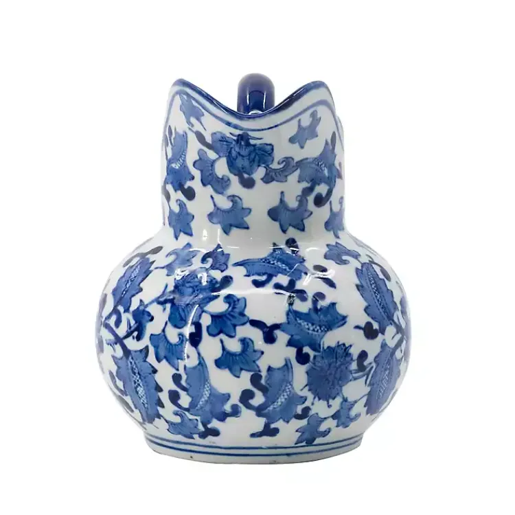Kitchen Accessories-Kirklands Home Blue and White Floral Ceramic Pitcher