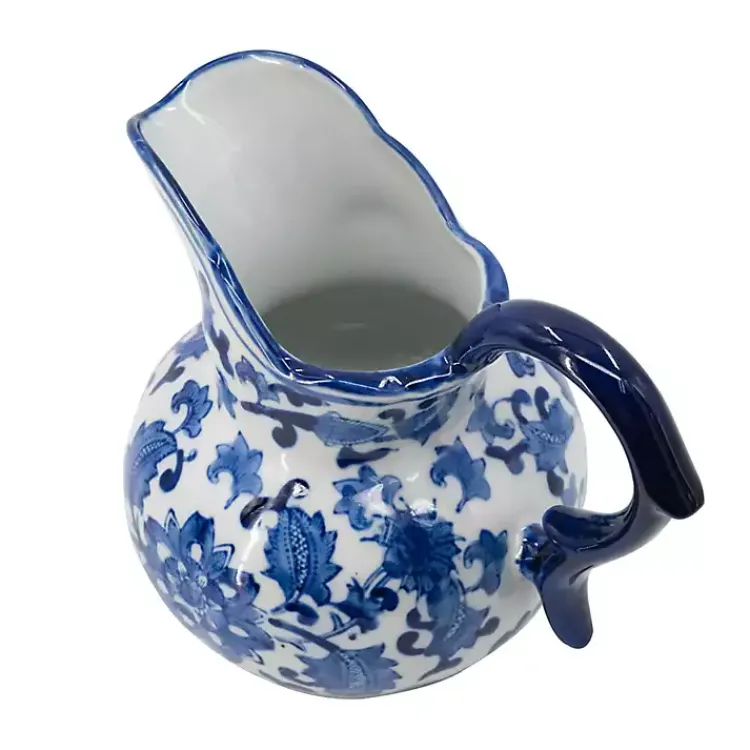 Kitchen Accessories-Kirklands Home Blue and White Floral Ceramic Pitcher