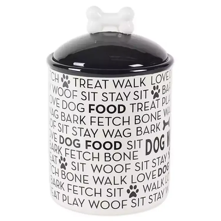 Pet Dishes & Canisters-Kirklands Home Black and White Ceramic Canister