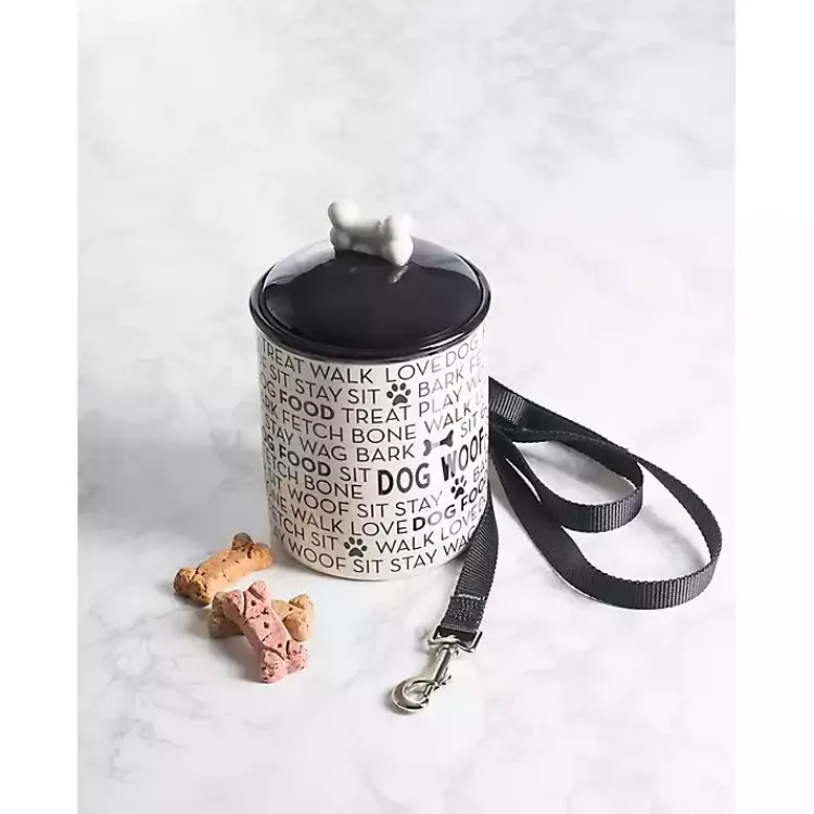 Pet Dishes & Canisters-Kirklands Home Black and White Ceramic Canister