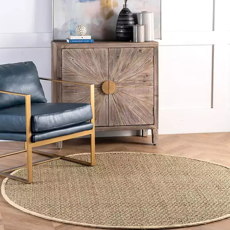 Area Rugs-Kirklands Home Checker Weave Seagrass Area Rug, 5x8 Tan