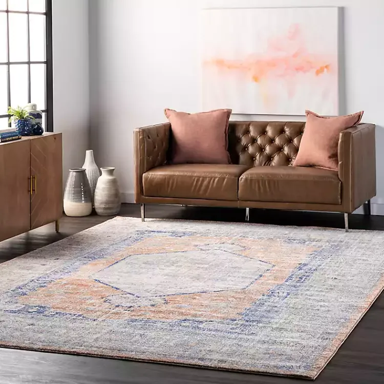 Area Rugs-Kirklands Home Pink Vintage Floral Print Area Rug, 5x7