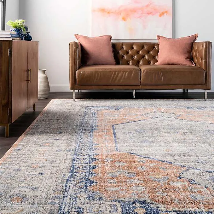 Area Rugs-Kirklands Home Pink Vintage Floral Print Area Rug, 5x7