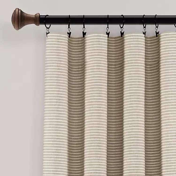Curtains & Drapes-Kirklands Home Linen Button and Stripe Curtain Panel Set, 84 in.