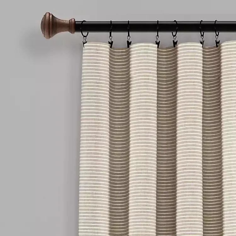 Curtains & Drapes-Kirklands Home Linen Button and Stripe Curtain Panel Set, 95 in.