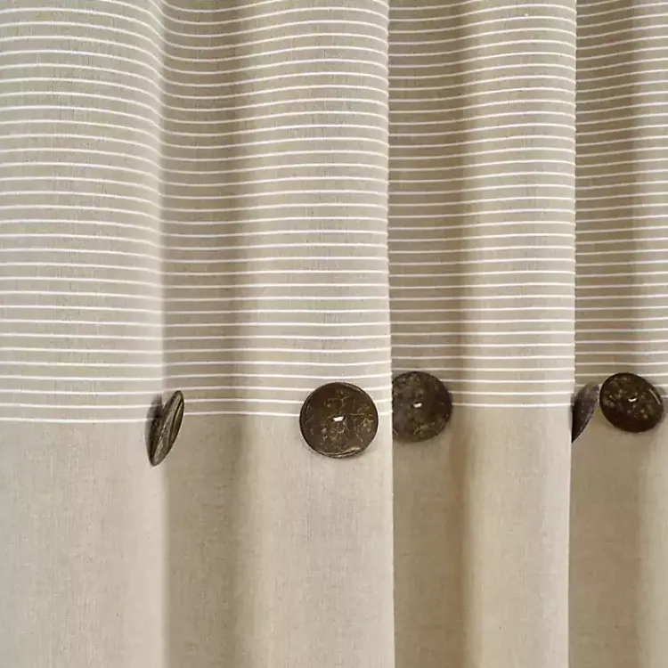 Curtains & Drapes-Kirklands Home Linen Button and Stripe Curtain Panel Set, 95 in.