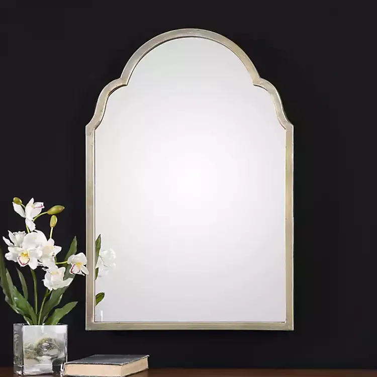 Framed Mirrors-Kirklands Home Antiqued Silver Champagne Arched Mirror