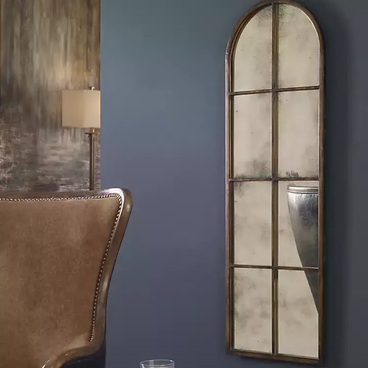 Decorative Mirrors-Kirklands Home Antique Gold Arched Metal Mirror