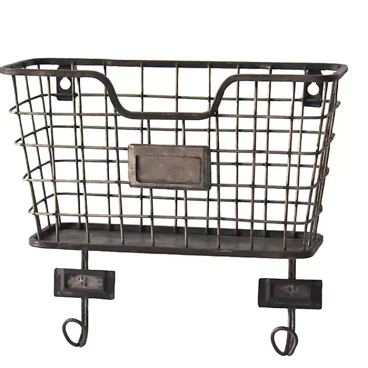 Wall Storage-Kirklands Home Black Metal Wire Mail Wall Pocket