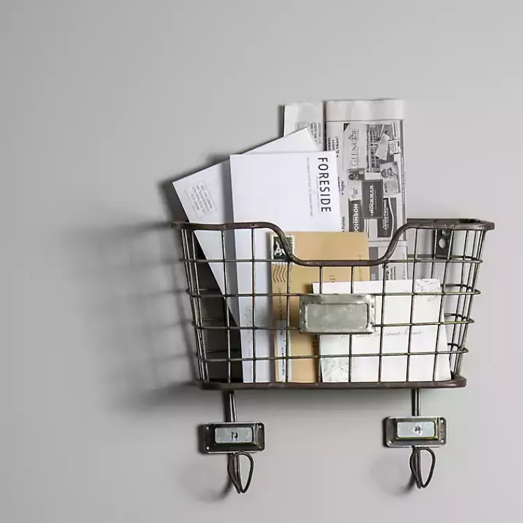 Wall Storage-Kirklands Home Black Metal Wire Mail Wall Pocket