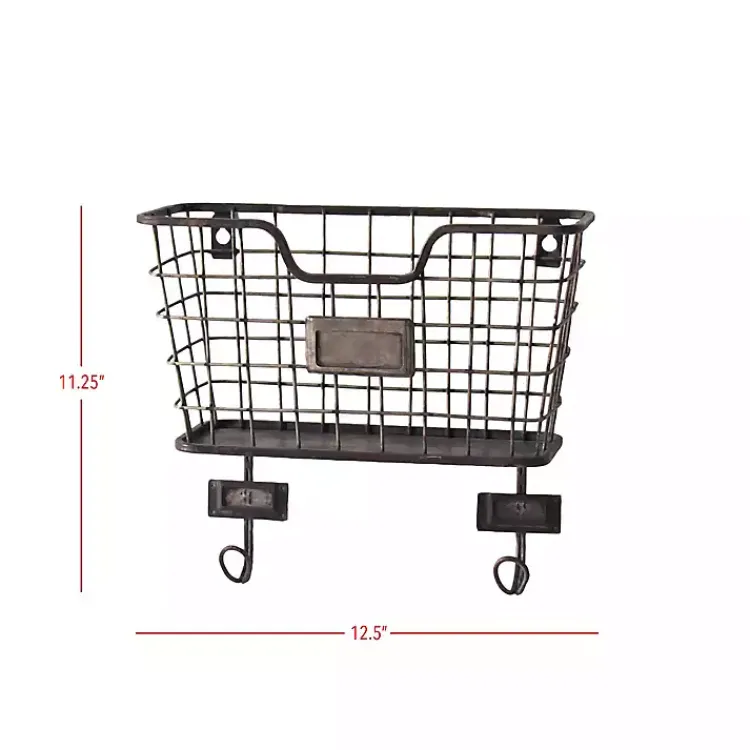 Wall Storage-Kirklands Home Black Metal Wire Mail Wall Pocket