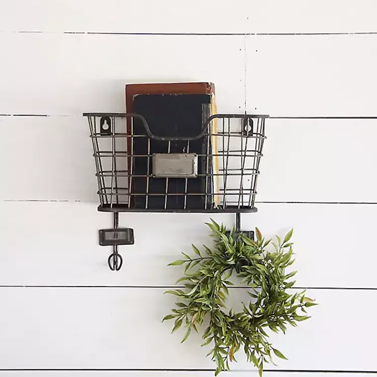Wall Storage-Kirklands Home Black Metal Wire Mail Wall Pocket