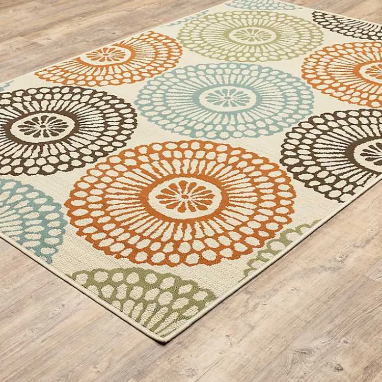 Outdoor Rugs-Kirklands Home Blue and Orange Circles Outdoor Area Rug, 5x7
