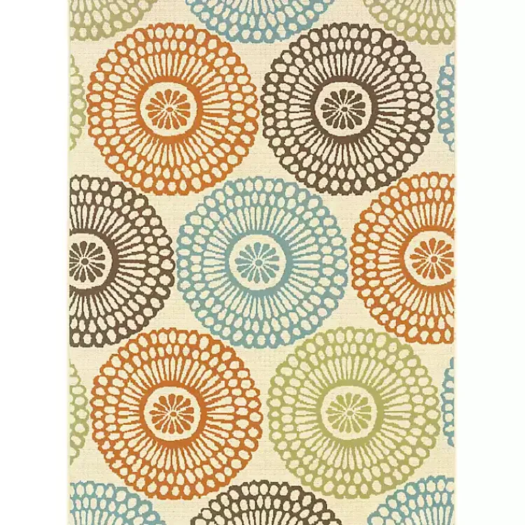 Outdoor Rugs-Kirklands Home Blue and Orange Circles Outdoor Area Rug, 6x9
