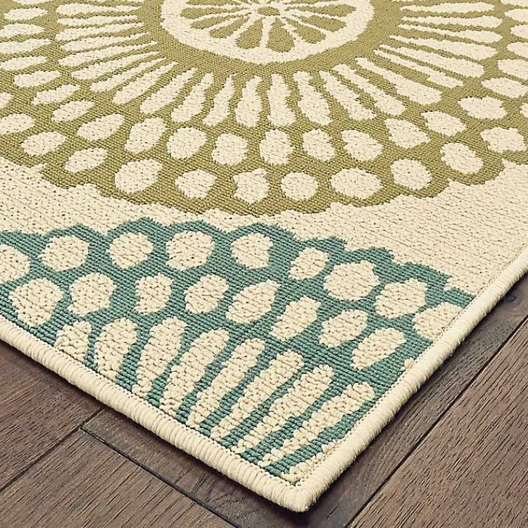 Outdoor Rugs-Kirklands Home Blue and Orange Circles Outdoor Area Rug, 6x9