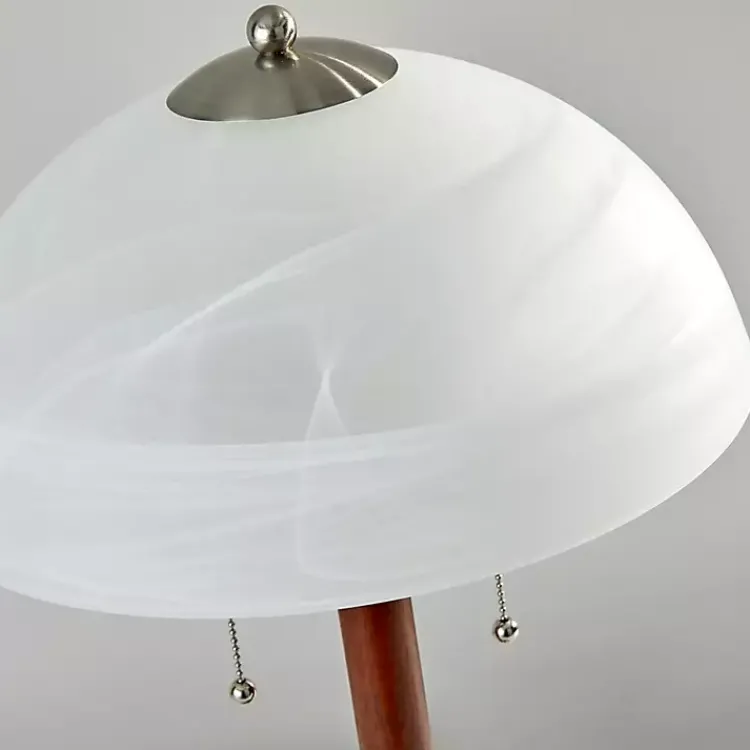 Table Lamps-Kirklands Home Walnut Alabaster Frosted Glass Table Lamp White