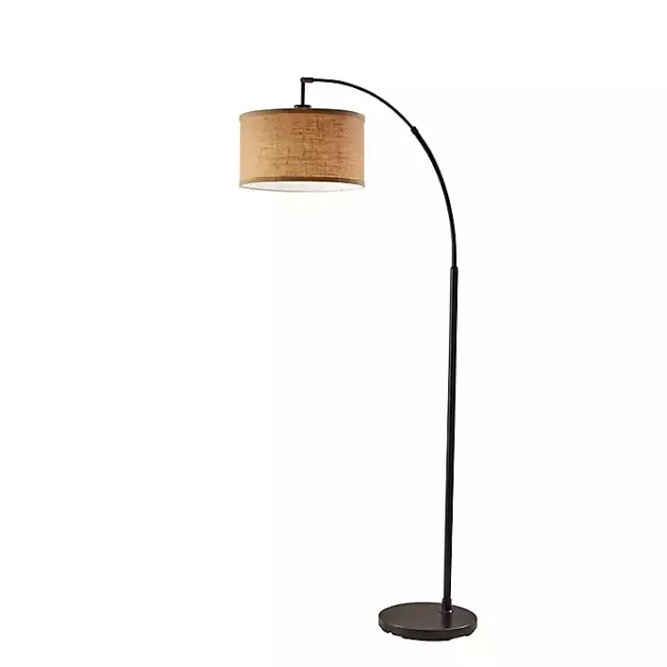 Floor Lamps-Kirklands Home Burlap Arc Floor Lamp Tan
