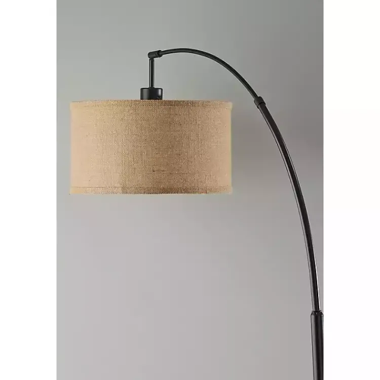 Floor Lamps-Kirklands Home Burlap Arc Floor Lamp Tan