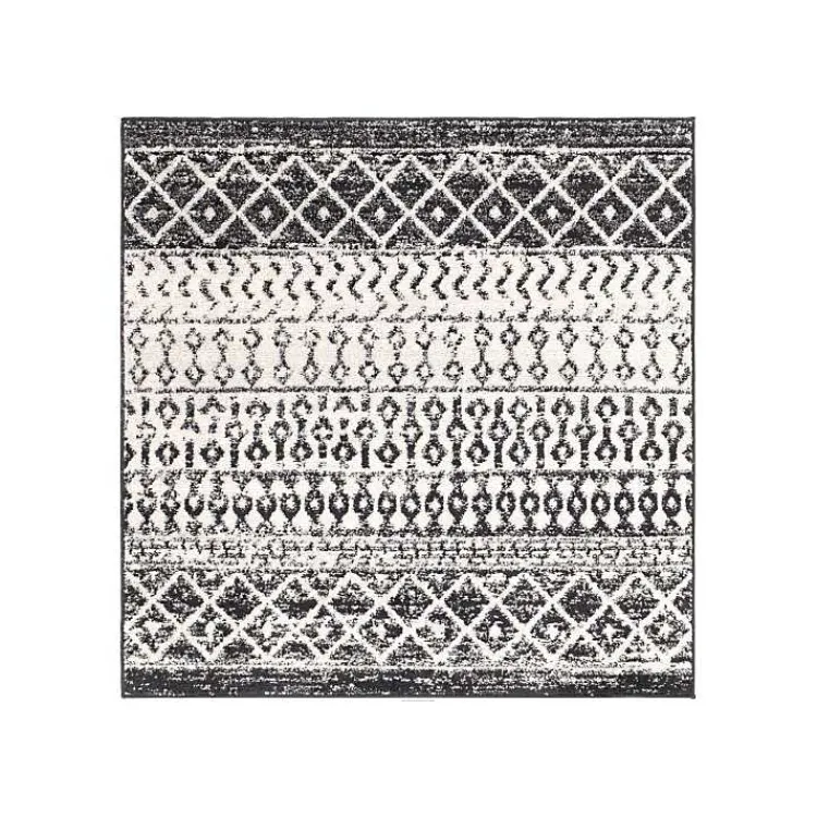 Area Rugs-Kirklands Home Gray Moroccan Pattern Square Area Rug, 4 ft.