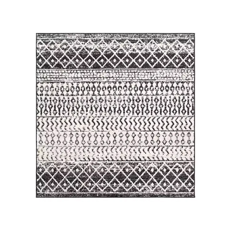 Area Rugs-Kirklands Home Gray Moroccan Pattern Square Area Rug, 6 ft.