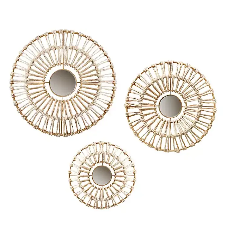 Decorative Mirrors-Kirklands Home Corn Husk Wrapped Mirrors, Set of 3