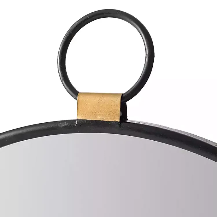 Decorative Mirrors-Kirklands Home Black Metal Frame Round Loop Wall Mirror